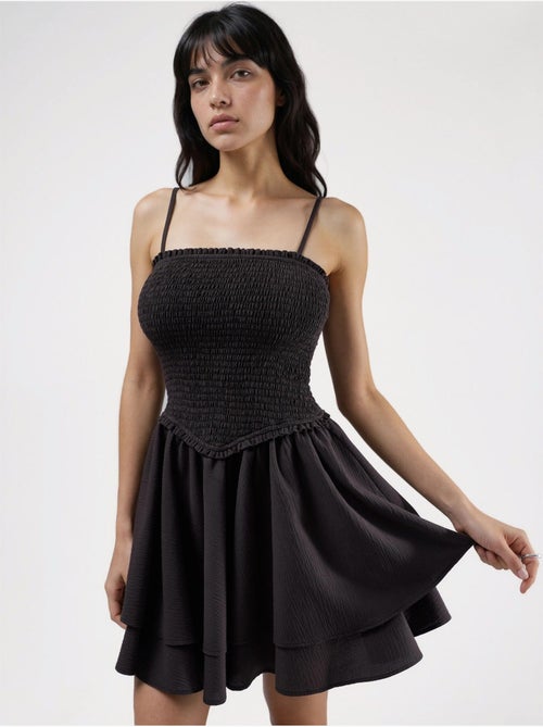 Vestido mini com folhos hiccup - Kiabi Vestido mini com folhos hiccup - Kiabi