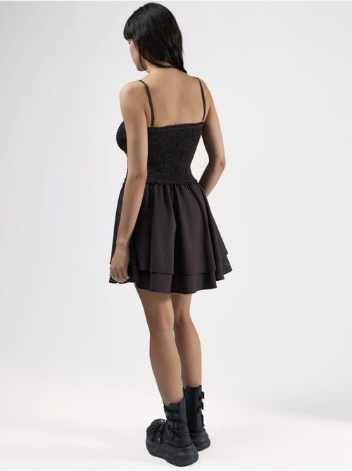 Vestido mini com folhos hiccup - Kiabi Vestido mini com folhos hiccup - Kiabi