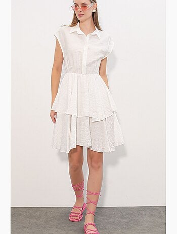 Vestido mini com gola de camisa e botões bdart