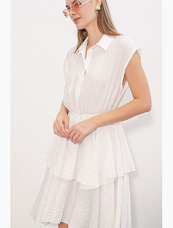 Vestido mini com gola de camisa e botões bdart