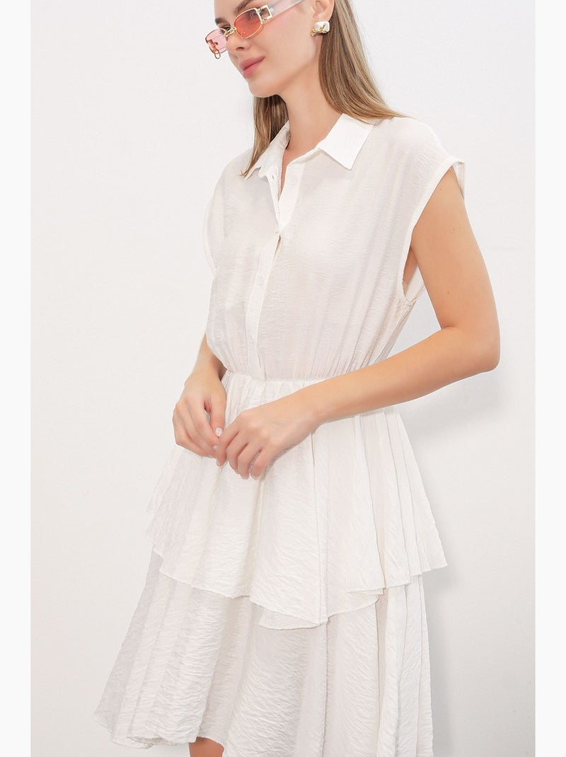 Vestido mini com gola de camisa e botões bdart Branco - Kiabi