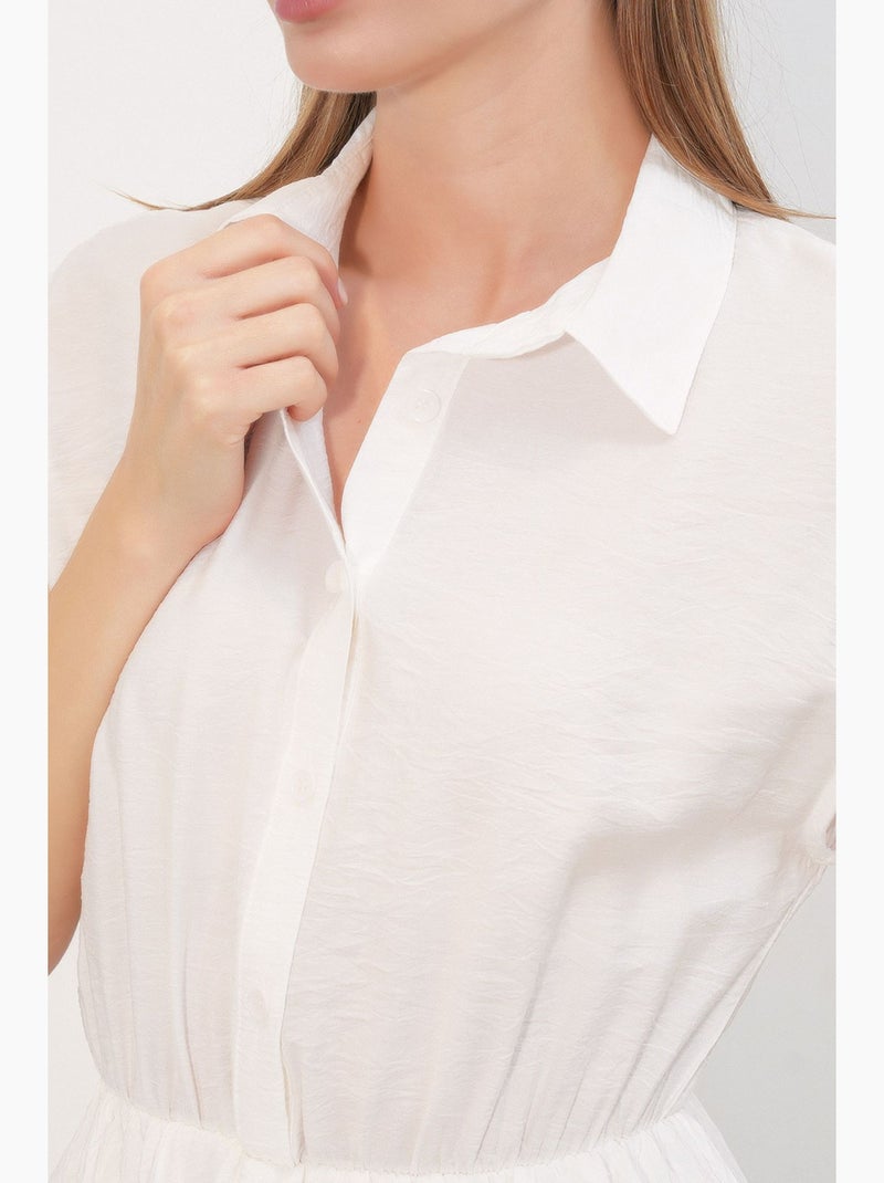 Vestido mini com gola de camisa e botões bdart Branco - Kiabi