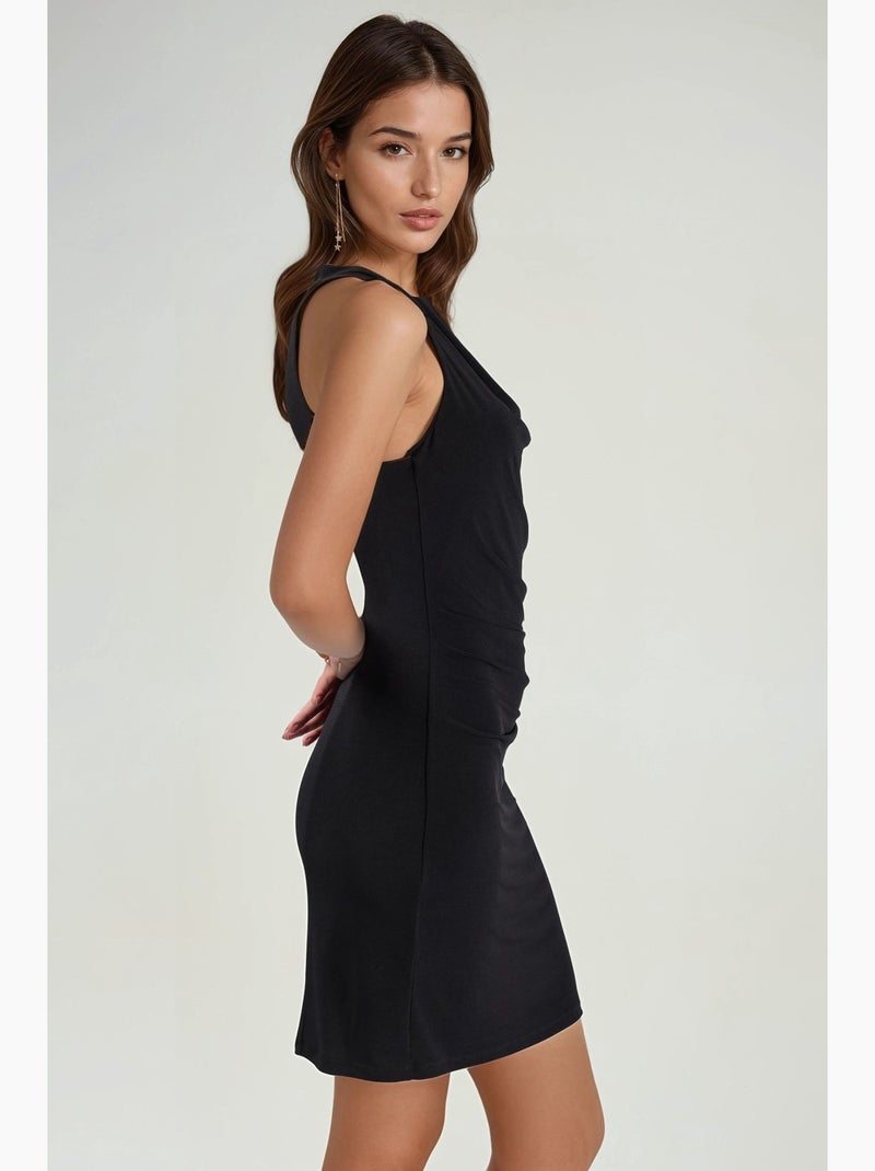 Vestido mini com gola drapeada hiccup Preto - Kiabi