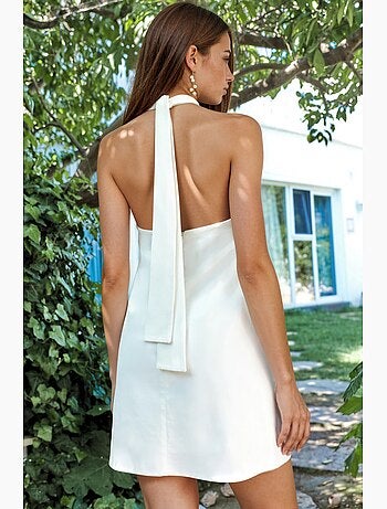 Vestido mini com gola halter e costas abertas hiccup