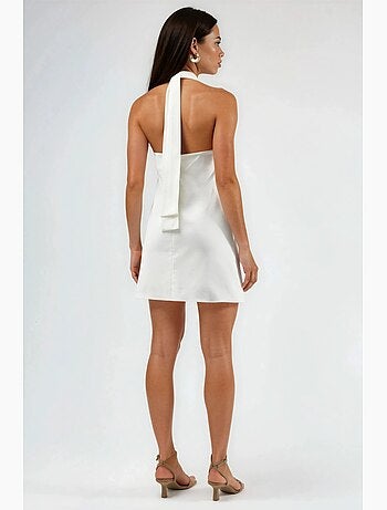 Vestido mini com gola halter e costas abertas hiccup