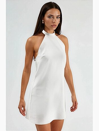 Vestido mini com gola halter e costas abertas hiccup