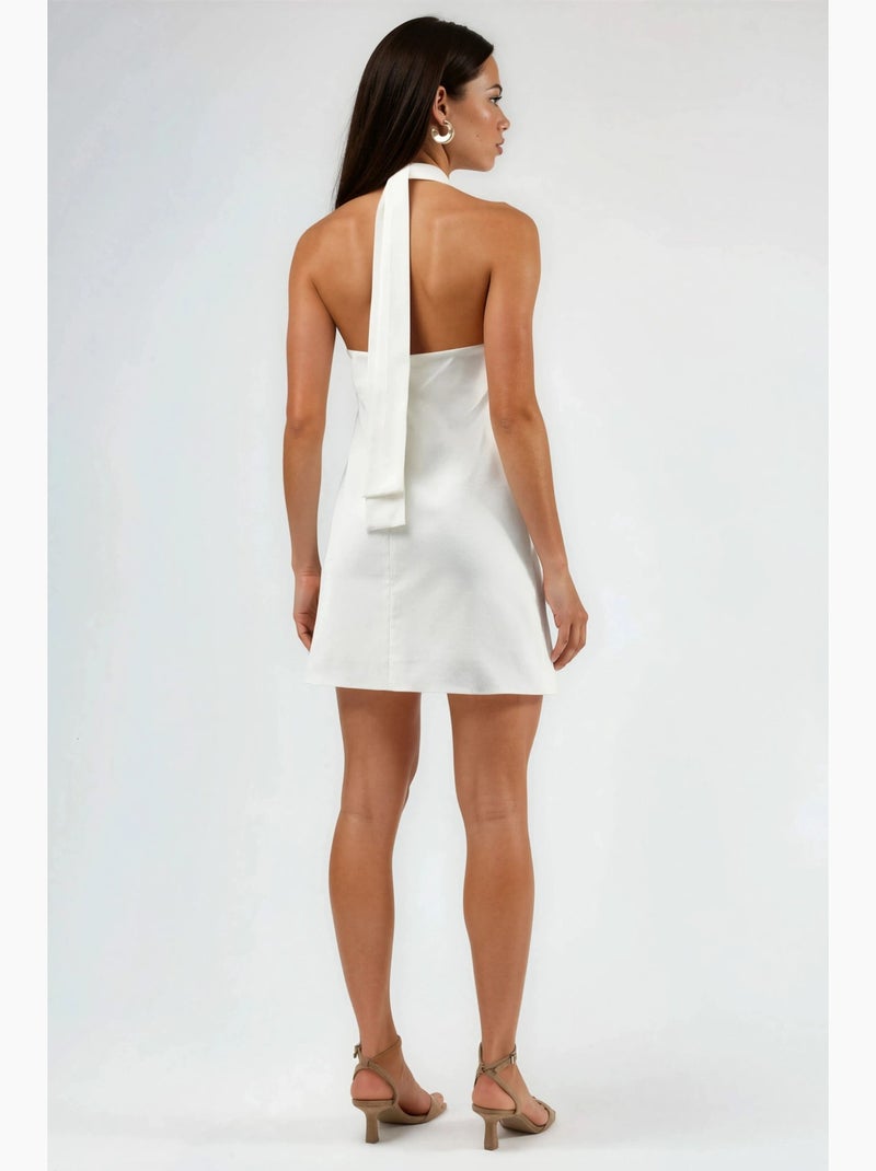 Vestido mini com gola halter e costas abertas hiccup Branco - Kiabi