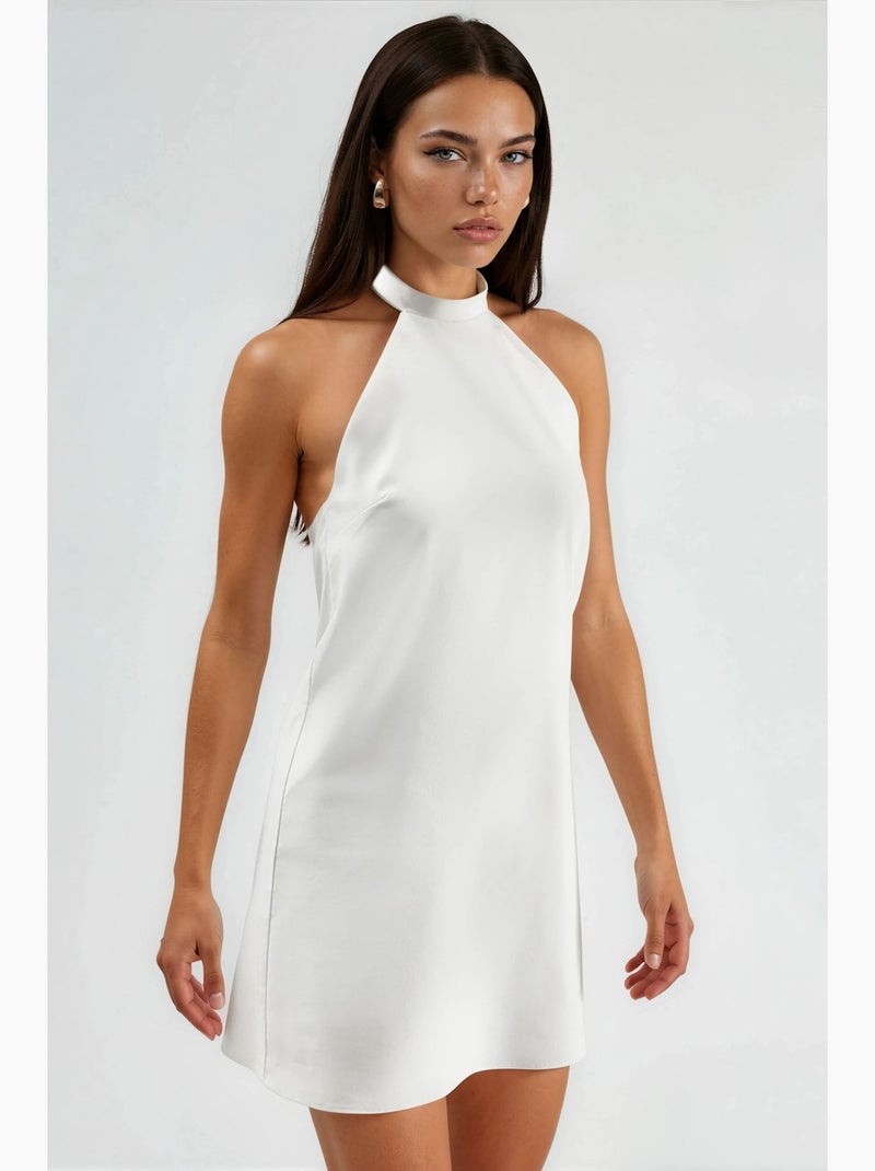 Vestido mini com gola halter e costas abertas hiccup Branco - Kiabi