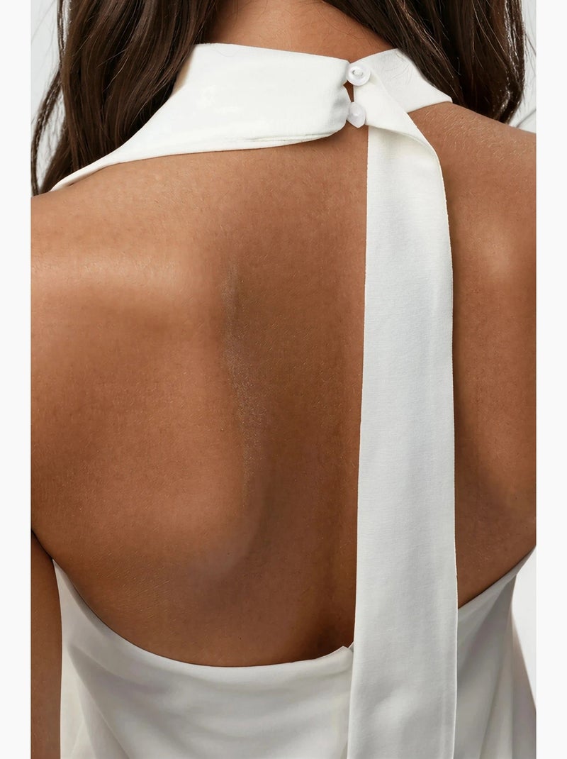 Vestido mini com gola halter e costas abertas hiccup Branco - Kiabi