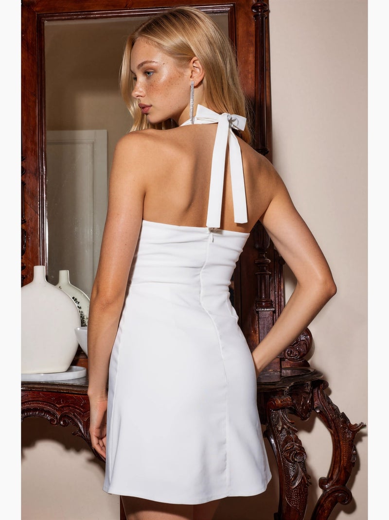 Vestido mini com gola halter hiccup Branco sujo - Kiabi