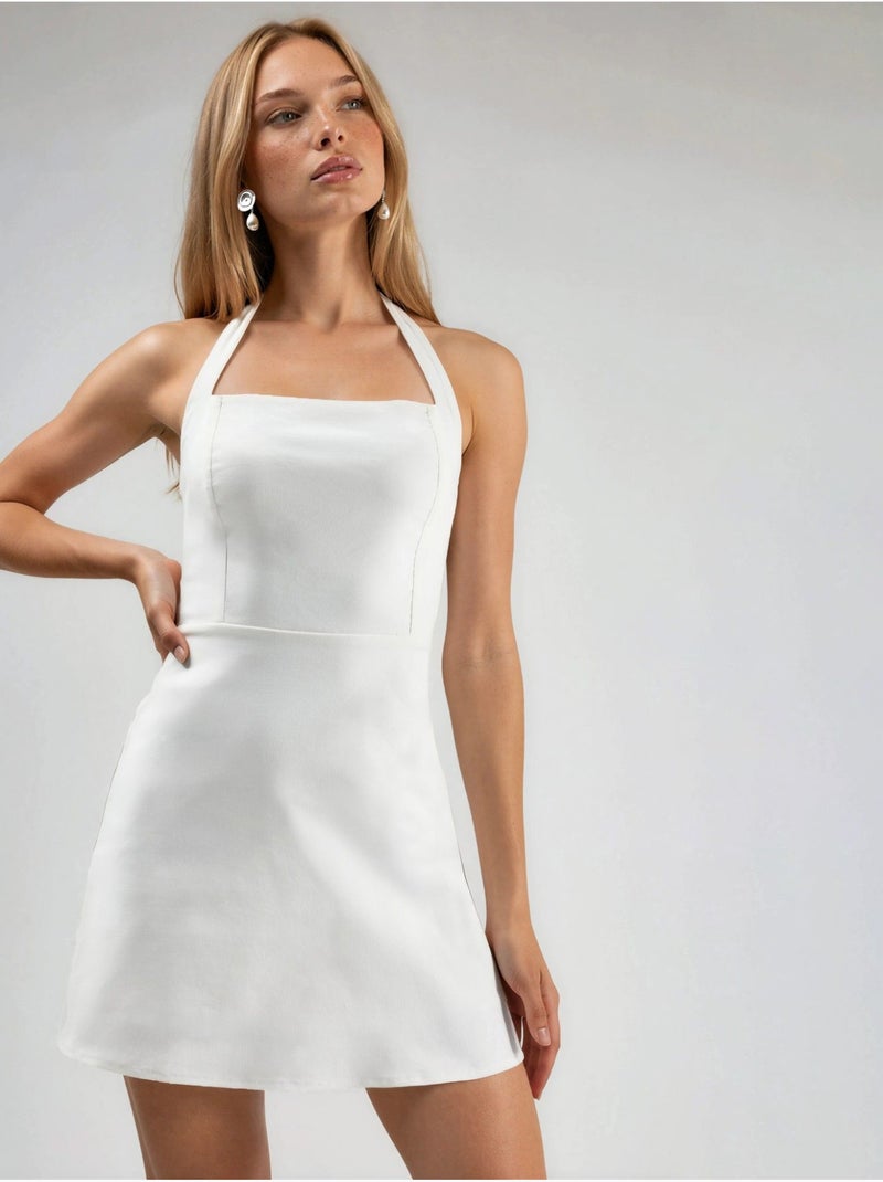 Vestido mini com gola halter hiccup Branco sujo - Kiabi