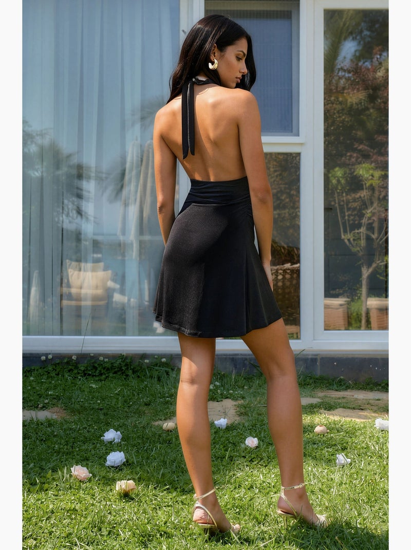 Vestido mini com gola halter hiccup Preto - Kiabi