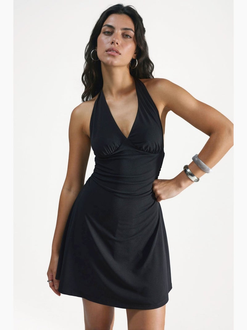 Vestido mini com gola halter hiccup Preto - Kiabi