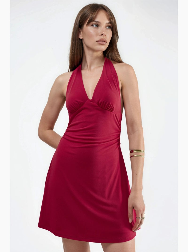 Vestido mini com gola halter hiccup Vermelho - Kiabi