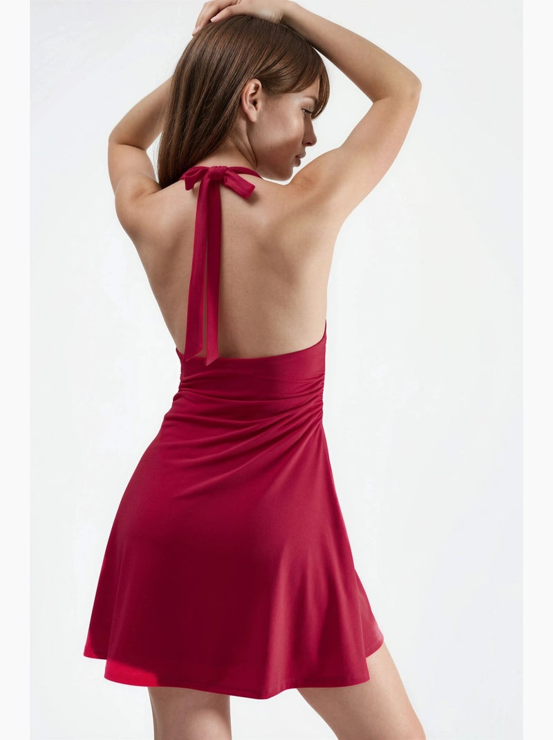 Vestido mini com gola halter hiccup Vermelho - Kiabi