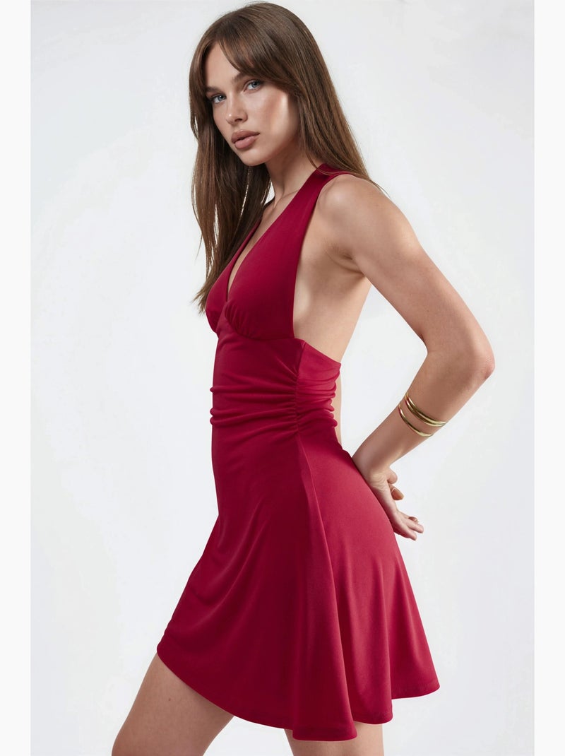 Vestido mini com gola halter hiccup Vermelho - Kiabi