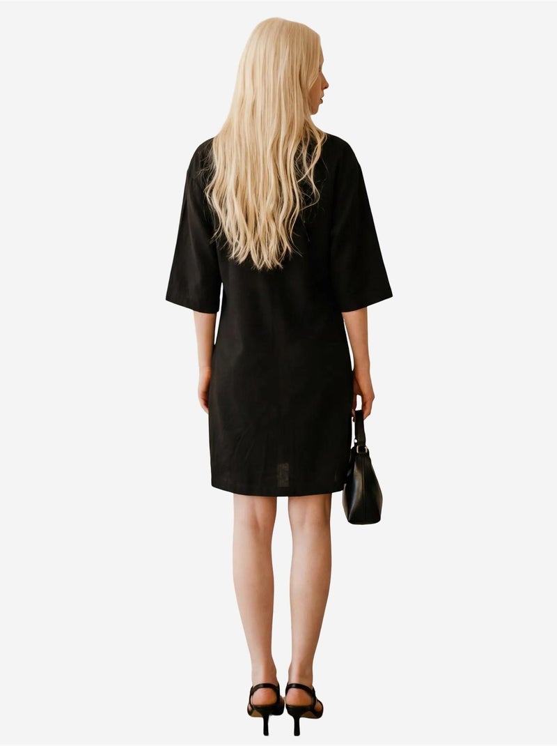 Vestido mini com gola polo e mangas três quartos my fashion Preto - Kiabi