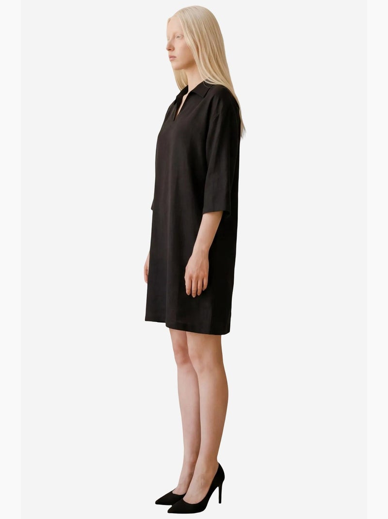 Vestido mini com gola polo e mangas três quartos my fashion Preto - Kiabi