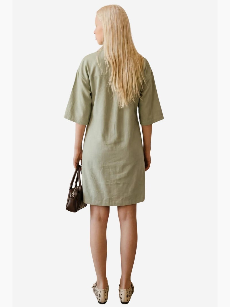 Vestido mini com gola polo e mangas três quartos my fashion Verde menta - Kiabi