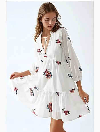 Vestido mini com padrão e decote em v hiccup