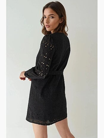 Vestido mini com padrão e decote em v pika collection hiccup