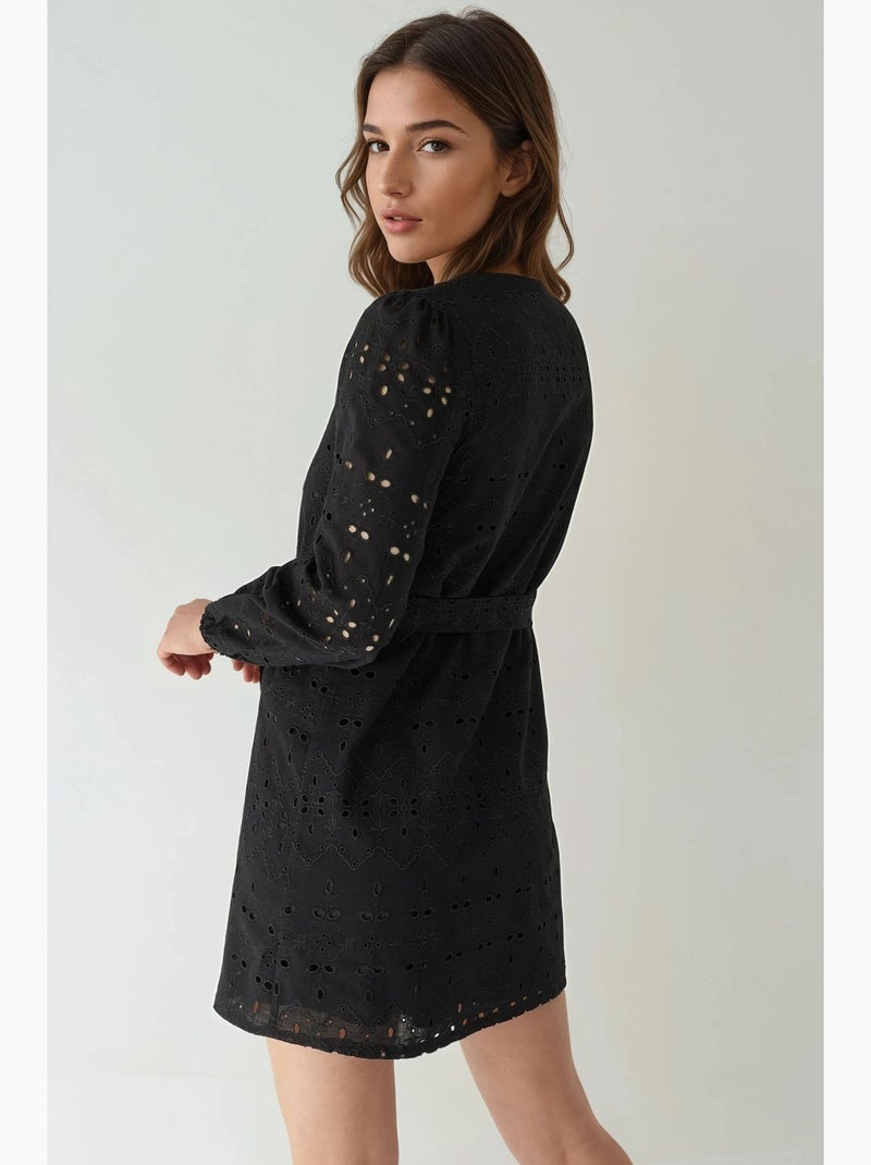 Vestido mini com padrão e decote em v pika collection hiccup Preto - Kiabi