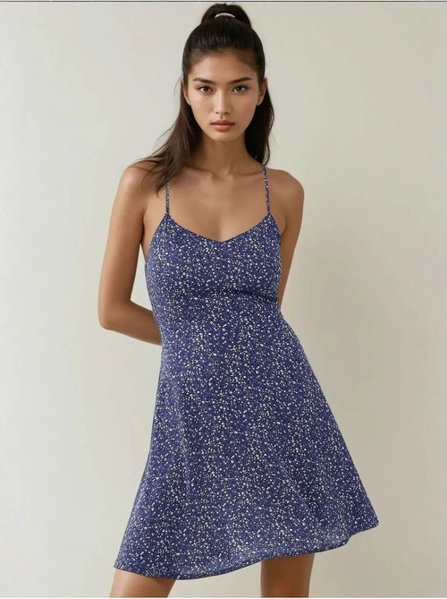 Vestido mini com padrão floral hiccup - Kiabi Vestido mini com padrão floral hiccup - Kiabi