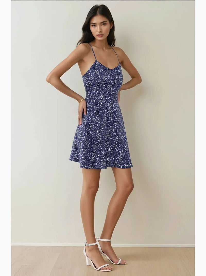 Vestido mini com padrão floral hiccup Azul - Kiabi