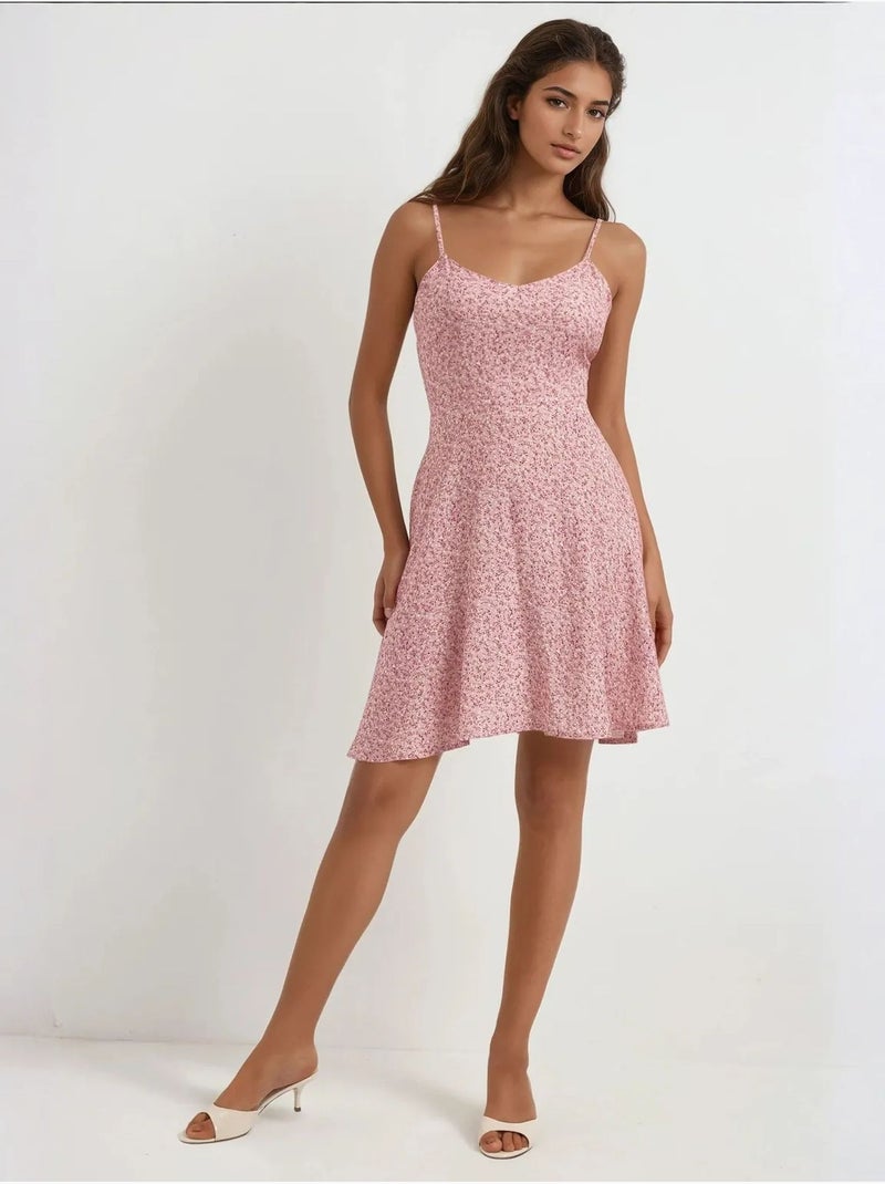 Vestido mini com padrão floral hiccup Rosa doce - Kiabi