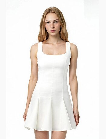 Vestido mini de bengaline elástica com decote quadrado hiccup