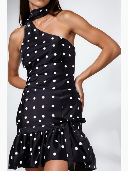 Vestido mini de bolinhas com gola xale hiccup - Kiabi