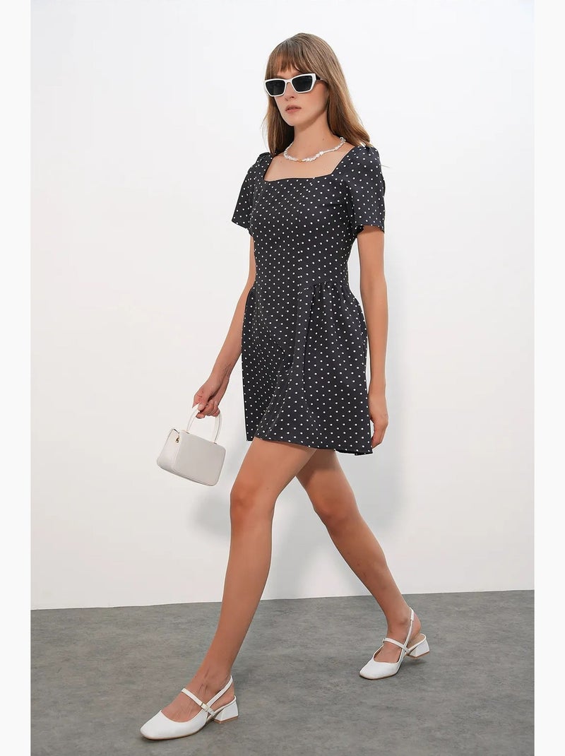 Vestido mini de bolinhas em linha a bdart Preto - Kiabi
