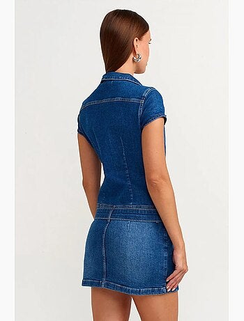 Vestido mini de ganga com cinto dilvin