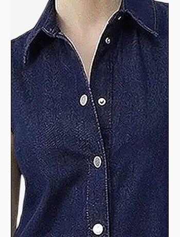 Vestido mini de ganga com colarinho de camisa e bolso lucci
