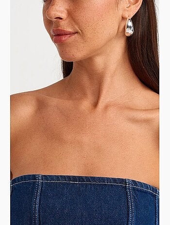 Vestido mini de ganga sem alças com cinto dilvin