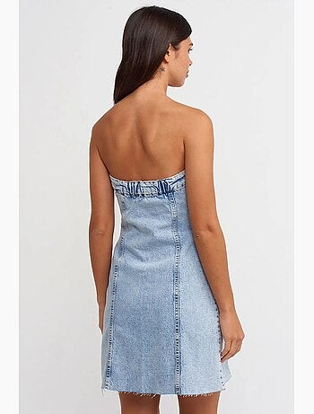 Vestido mini de ganga sem alças dilvin