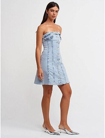 Vestido mini de ganga sem alças dilvin