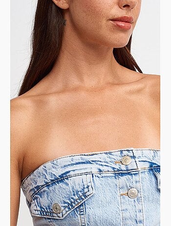 Vestido mini de ganga sem alças dilvin