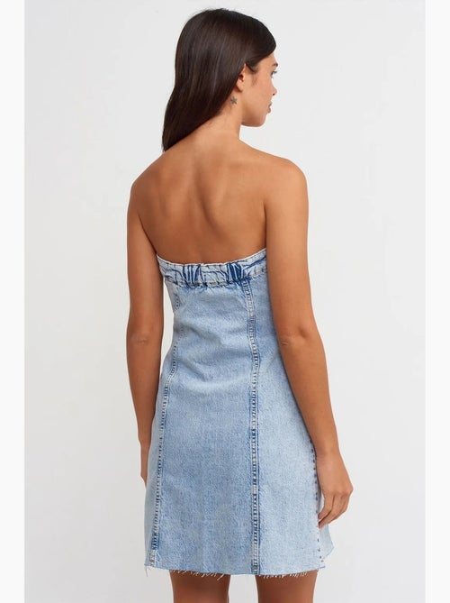 Vestido mini de ganga sem alças dilvin - Kiabi Vestido mini de ganga sem alças dilvin - Kiabi