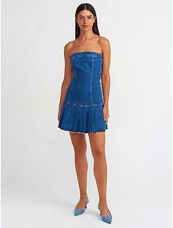Vestido mini de ganga sem alças justo dilvin