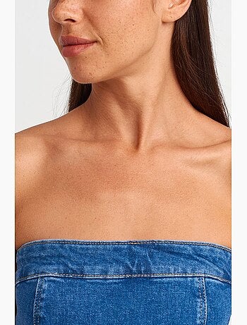 Vestido mini de ganga sem alças justo dilvin
