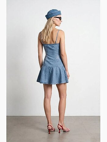 Vestido mini de ganga sem mangas dilvin