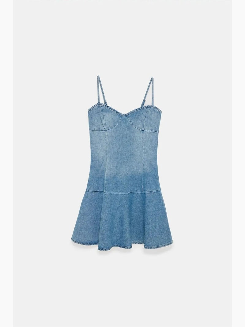 Vestido mini de ganga sem mangas dilvin Azul-safira - Kiabi