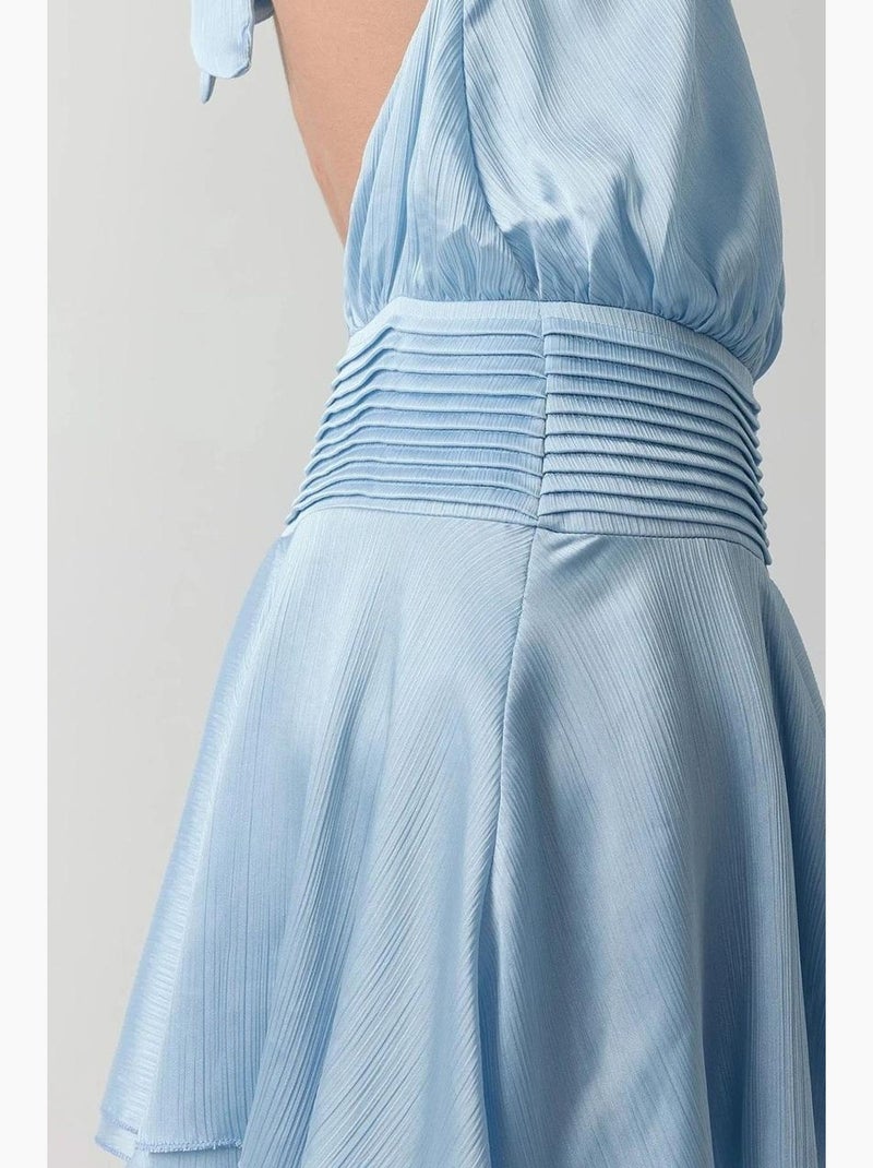 Vestido mini de gola alta texturizado hiccup Azul claro - Kiabi