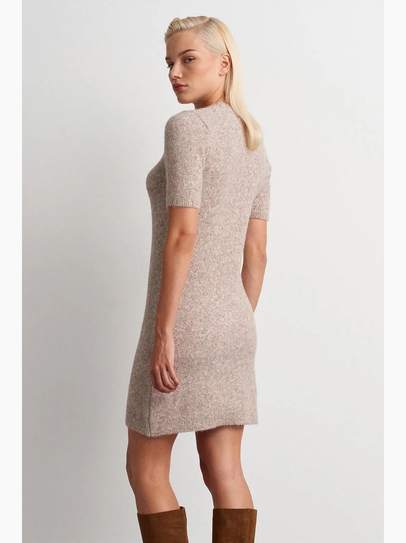 Vestido mini de malha canelada dilvin Bege natural - Kiabi