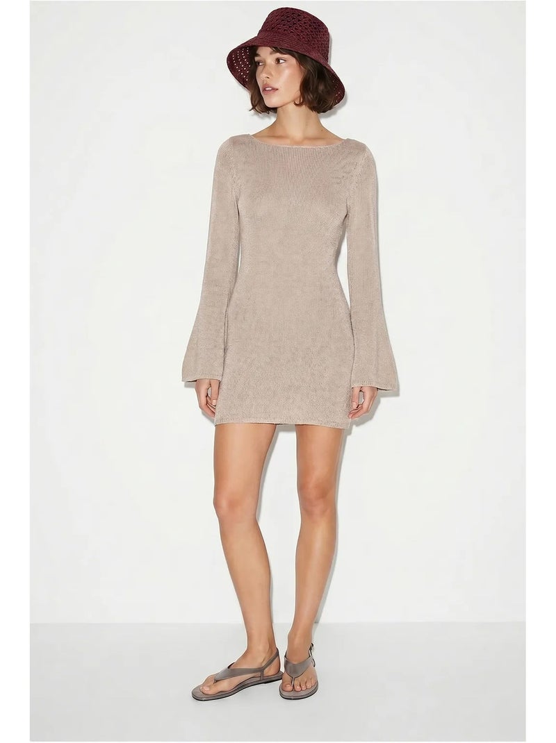 Vestido mini de malha canelada lucci Bege natural - Kiabi