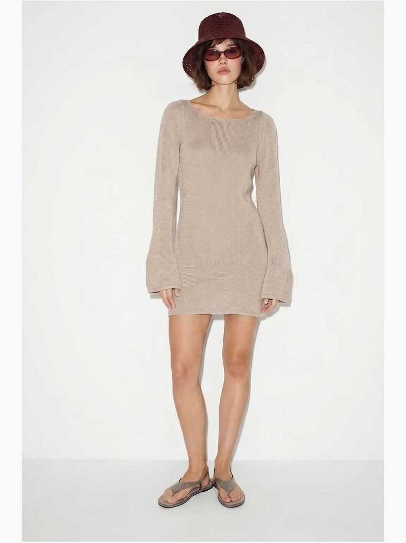 Vestido mini de malha canelada lucci Bege natural - Kiabi