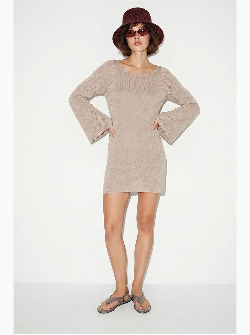Vestido mini de malha canelada lucci Bege natural - Kiabi