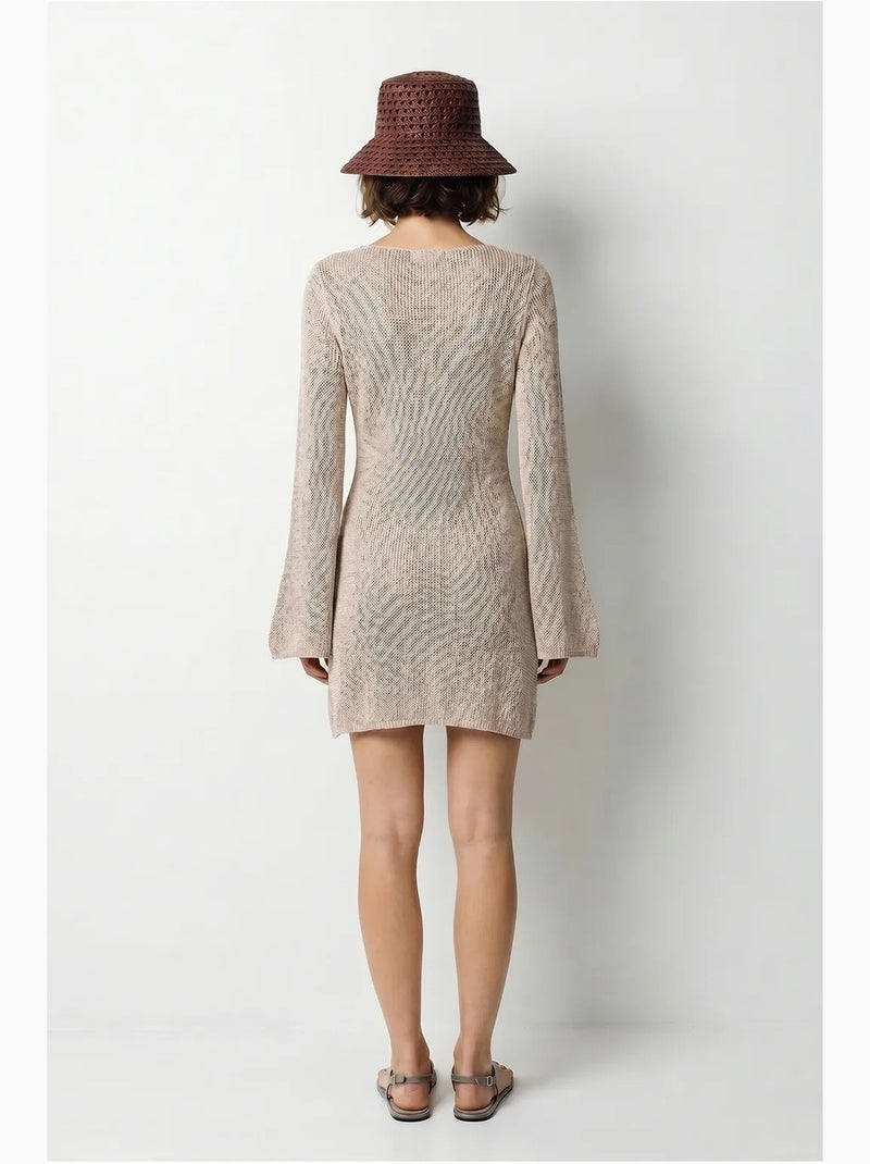 Vestido mini de malha canelada lucci Bege natural - Kiabi