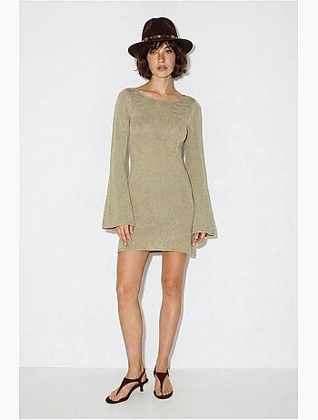 Vestido mini de malha canelada lucci